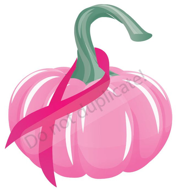 Breast Cancer Ribbon on Pink Pumpkin Heat Transfer