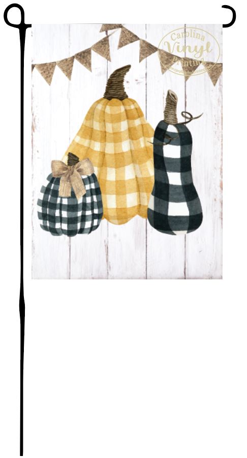 Buffalo Plaid Pumpkins Garden Flag