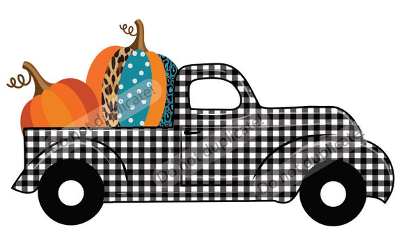 Plaid Truck with Pumpkins Vinyl Heat Transfer