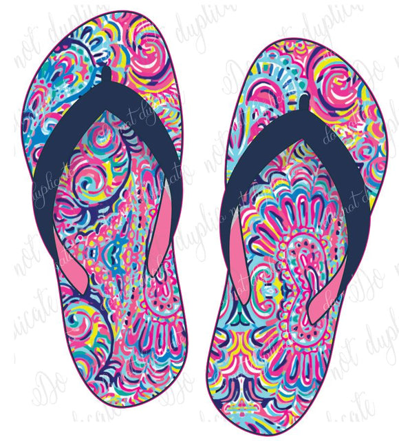 Psychedelic Sunshine Flip Flops Heat Transfer