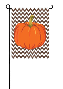 Pumpkin on brown chevron
