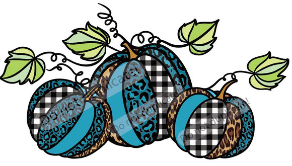 Teal, Leopard & Plaid Pumpkins Vinyl Heat Transfer