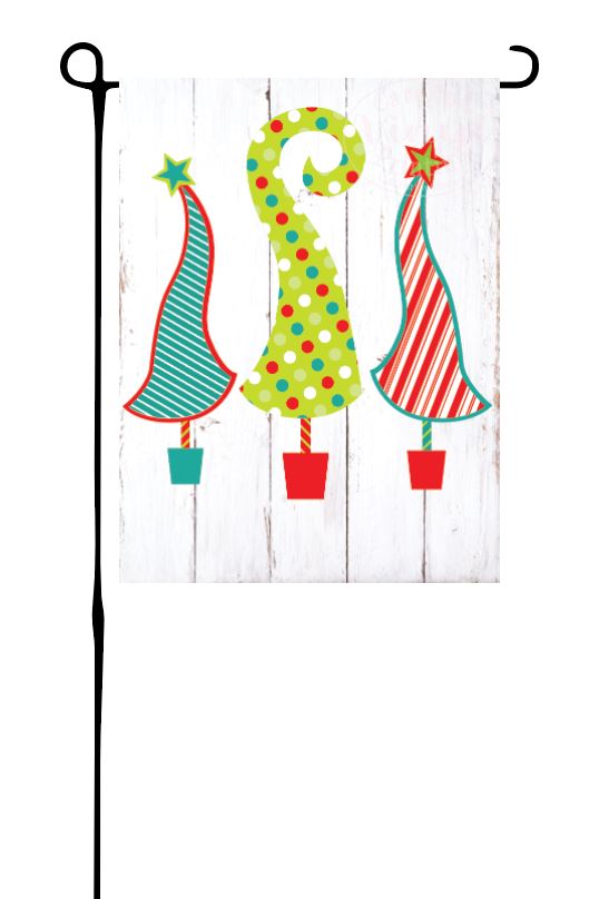 Quirky Christmas Trees Garden Flag