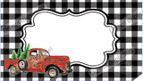 Red Christmas Truck on Plaid Mailbox Cover