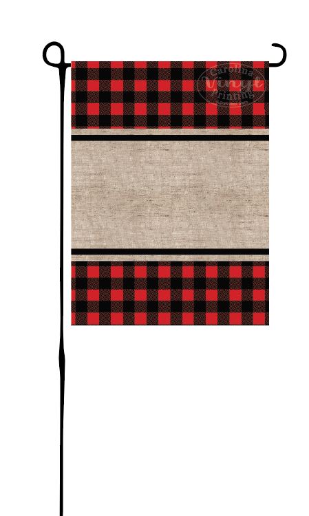 Red Buffalo Plaid & Burlap Garden Flag