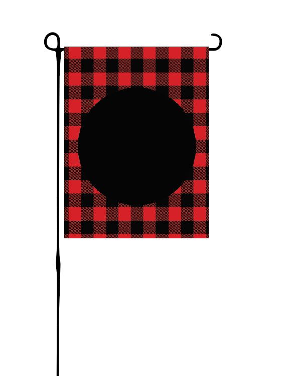 Red Buffalo Plaid with black circle