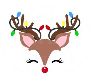 Reindeer (girl) with Christmas Lights Heat Transfer