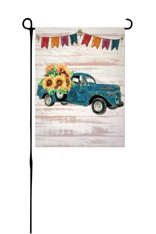 Rustic Sunflower Truck (middle) with lady bugs Garden Flag