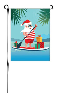Surfing Santa Garden Flag