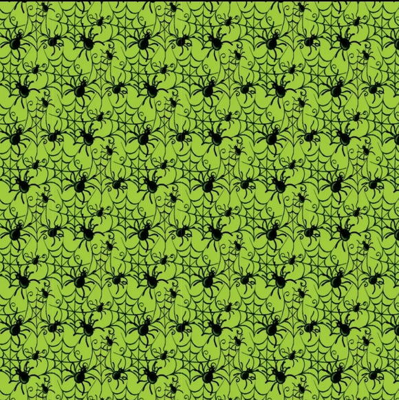 Spiders & Webs on Green - Printed Vinyl