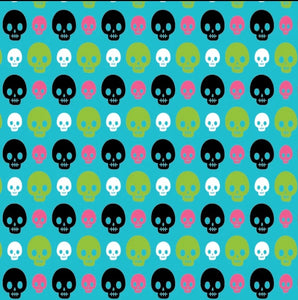 Skulls on Turquoise - Printed Vinyl