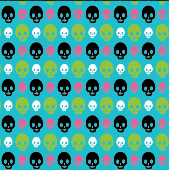 Skulls on Turquoise - Printed Vinyl