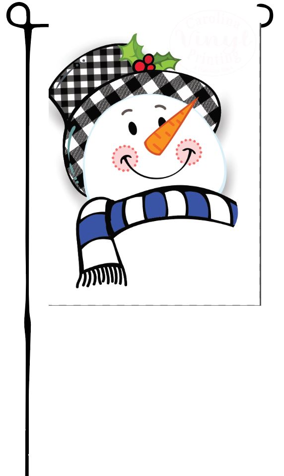 Snowman with Plaid Hat Garden Flag