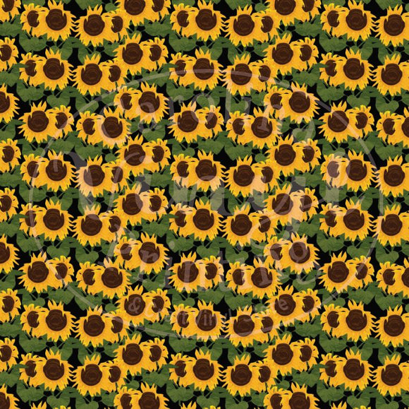 Sunflowers on Black Printed Vinyl (HTV & Adhesive)
