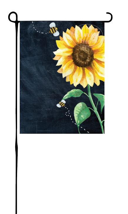 Sunflower on faux Chalk Board Garden Flag