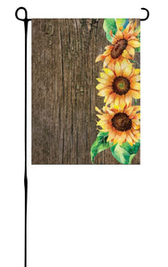 Sunflowers on Wood Garden Flag
