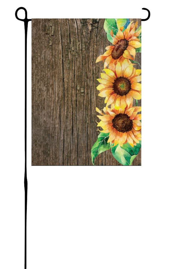 Sunflowers on Wood Garden Flag