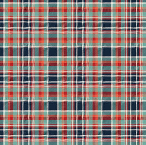 Teal, Navy & Orange Plaid Printed Vinyl