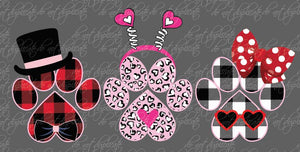 Valentine's Paw Print Heat Transfer