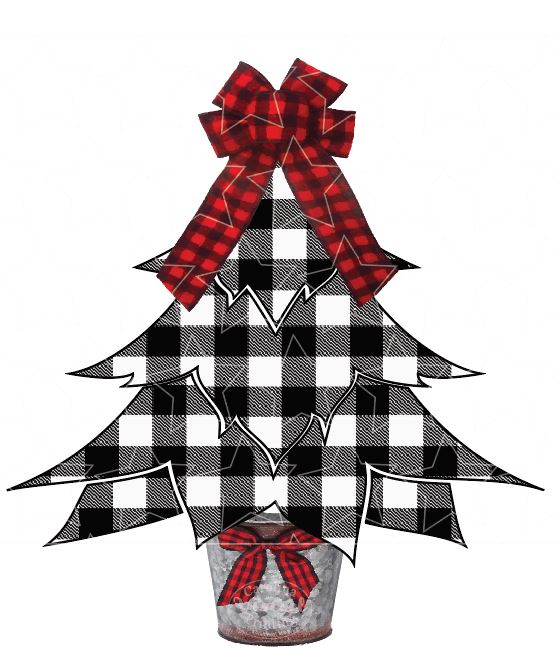 White Buffalo Plaid Christmas Tree Heat Transfer