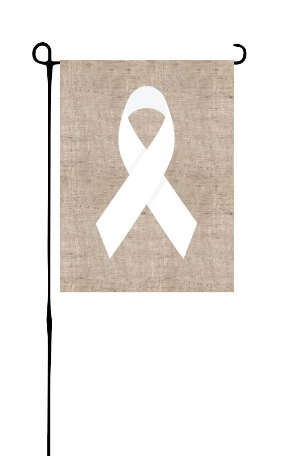 White Ribbon on Burlap Garden Flag
