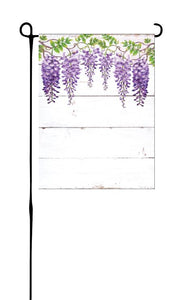 Wisteria on White Wood Background
