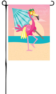 Beach Flamingo Garden Flag