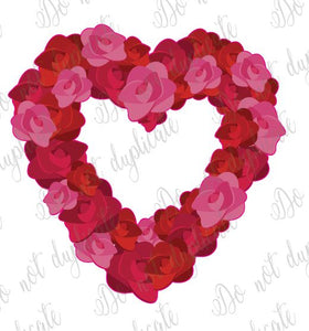 Rose Heart Wreath Heat Transfer