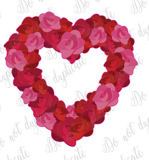 Rose Heart Wreath Heat Transfer