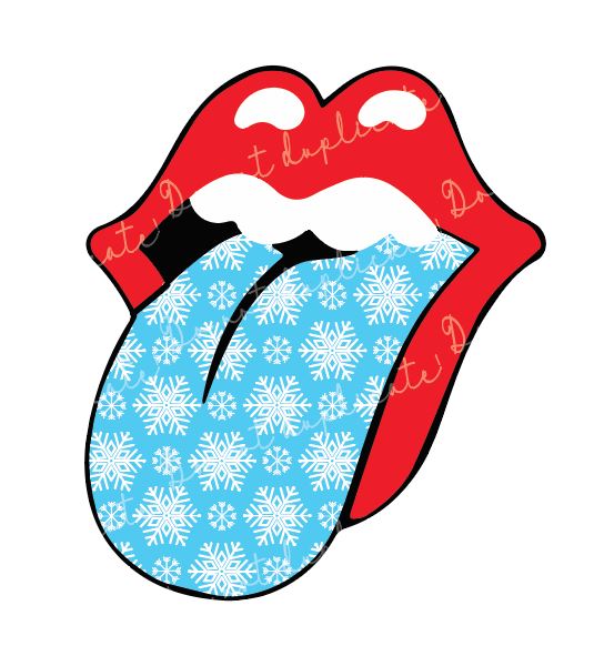 Mouth with snowflake Tongue Vinyl Heat Transfer