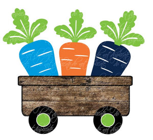 Orange, Navy & Blue Carrots in Wagon Heat Transfer