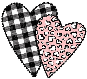 Leopard & Plaid Hearts Heat Transfer