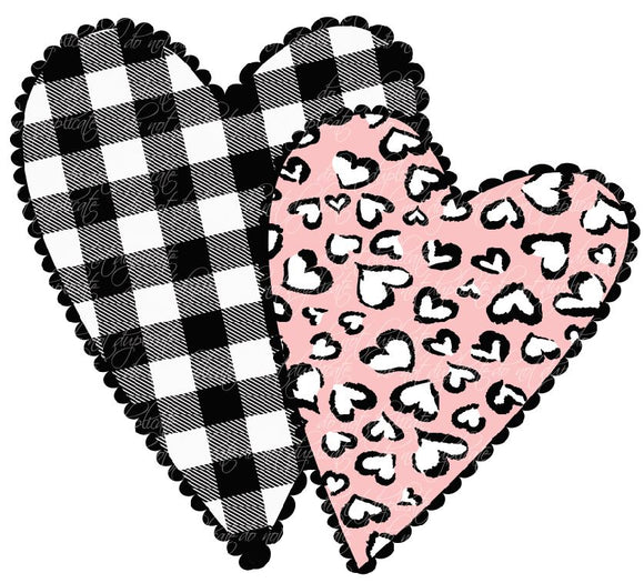 Leopard & Plaid Hearts Heat Transfer