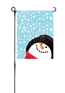 Snowman looking up Garden Flag