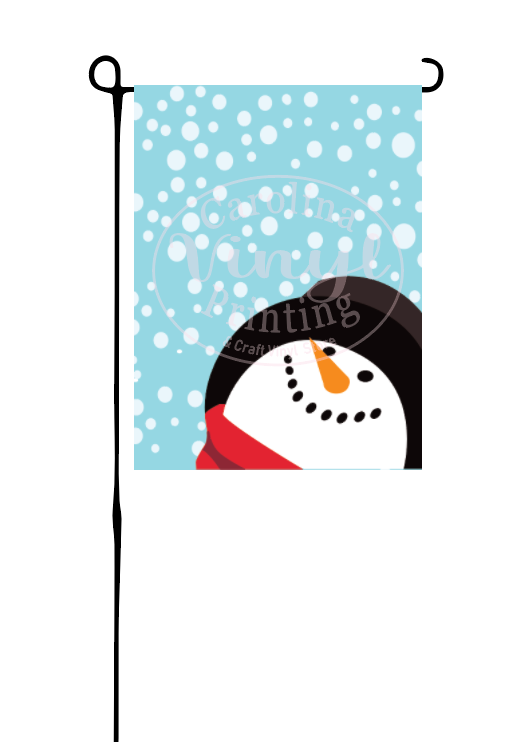 Snowman looking up Garden Flag