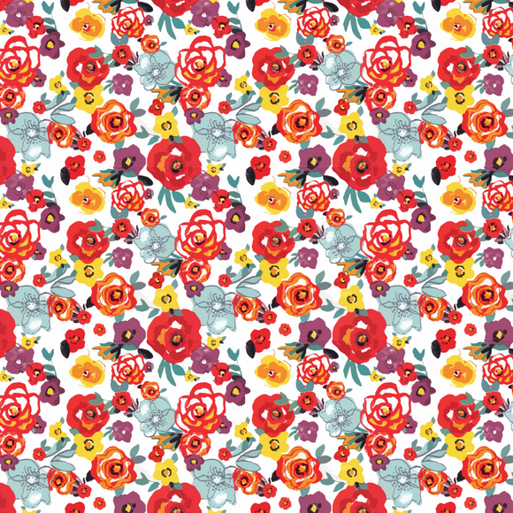Red, Purple & Yellow Floral Printed Vinyl
