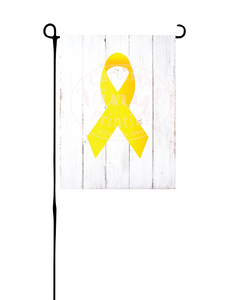 Yellow Ribbon on white wood*Garden Flag