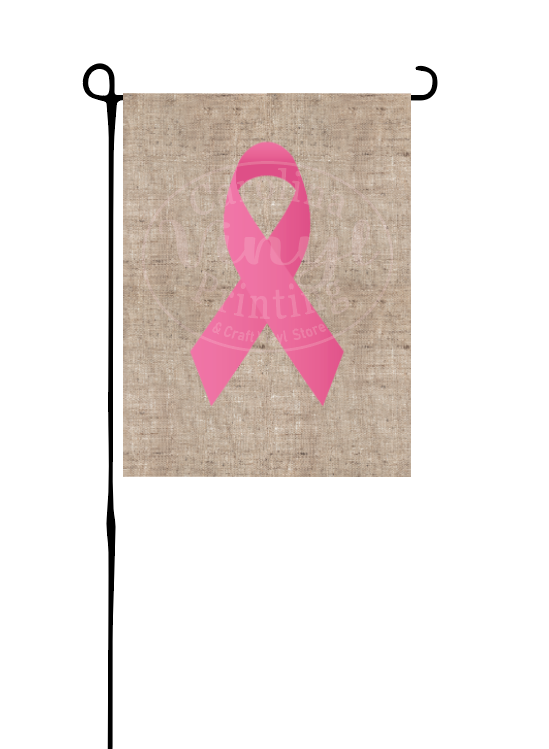 Pink Ribbon on Burlap* Vinyl Flag