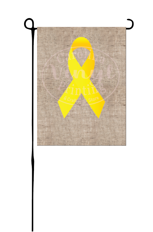 Yellow Ribbon on Burlap* Vinyl Flag