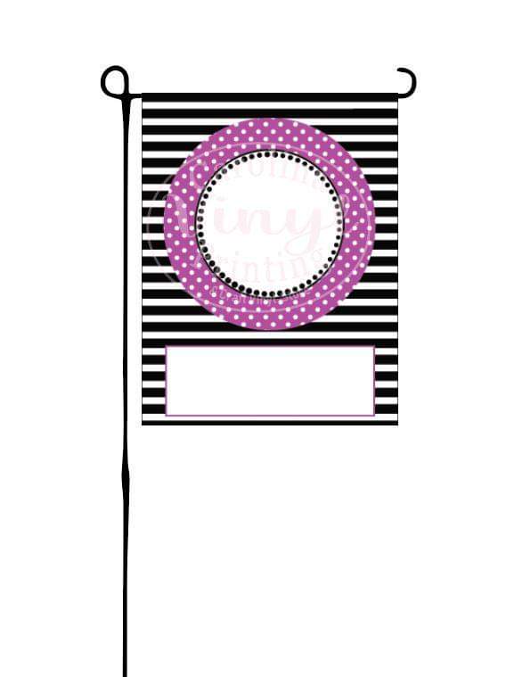 Purple, Black & White stripes & dots Garden Flag