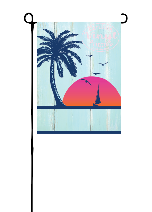 Palm Tree and Sailboat Garden Flag