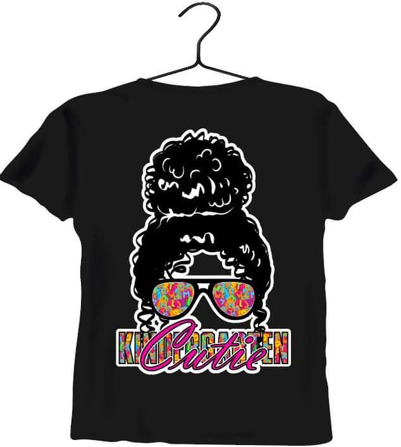 Kindergarten Cutie (curly bun) Vinyl Heat Transfer