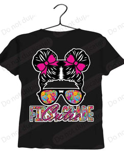 First Grade Cutie (Two Buns) Vinyl Heat Transfer