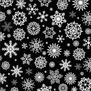 Snowflakes on Black Printed Vinyl