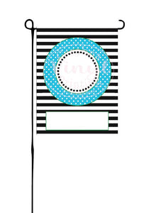 Turquoise Circle with Black Stripes Garden Flag